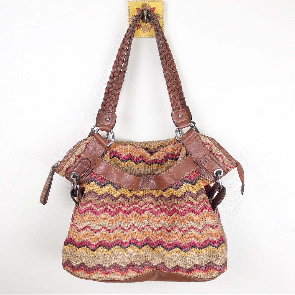 A.N.A Hobo Bag Purse Brown Chevron